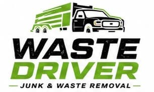 Waste Driver truck and text logo